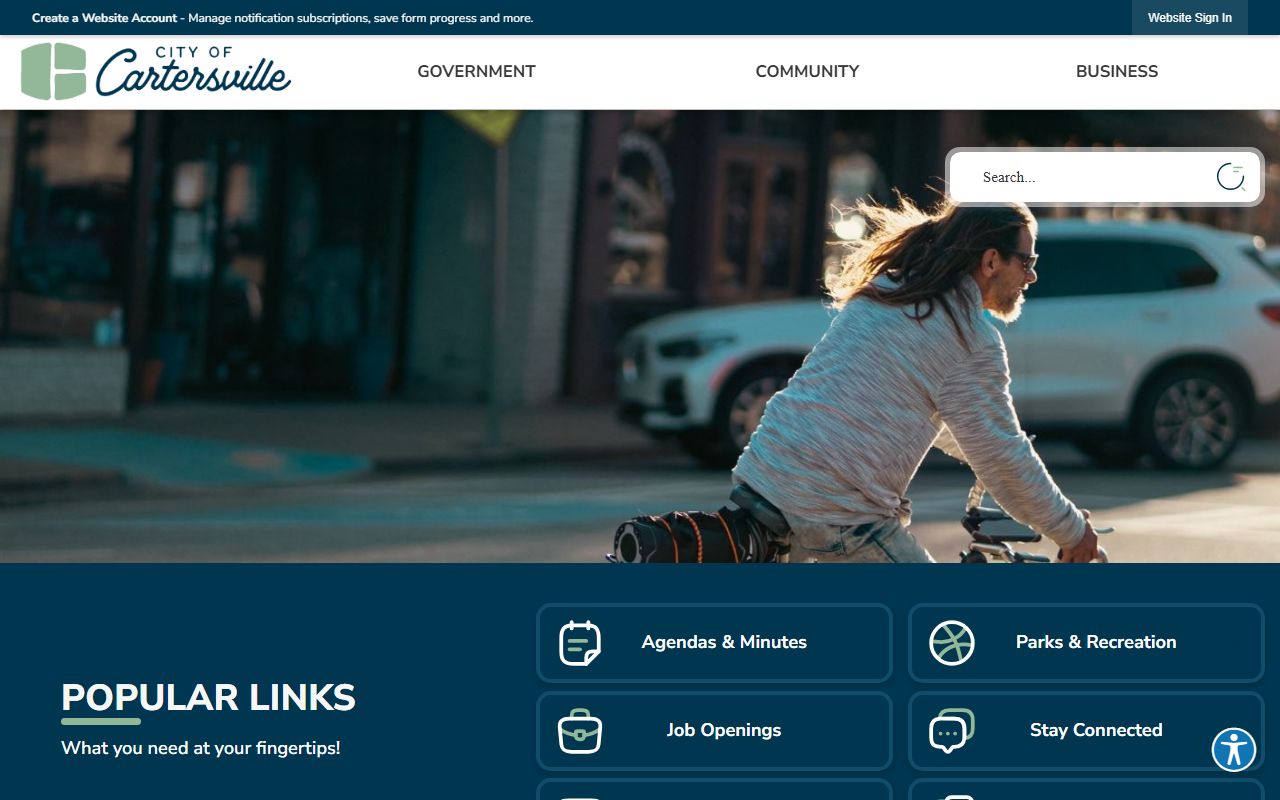 City of Cartersville official website with police department and public services information