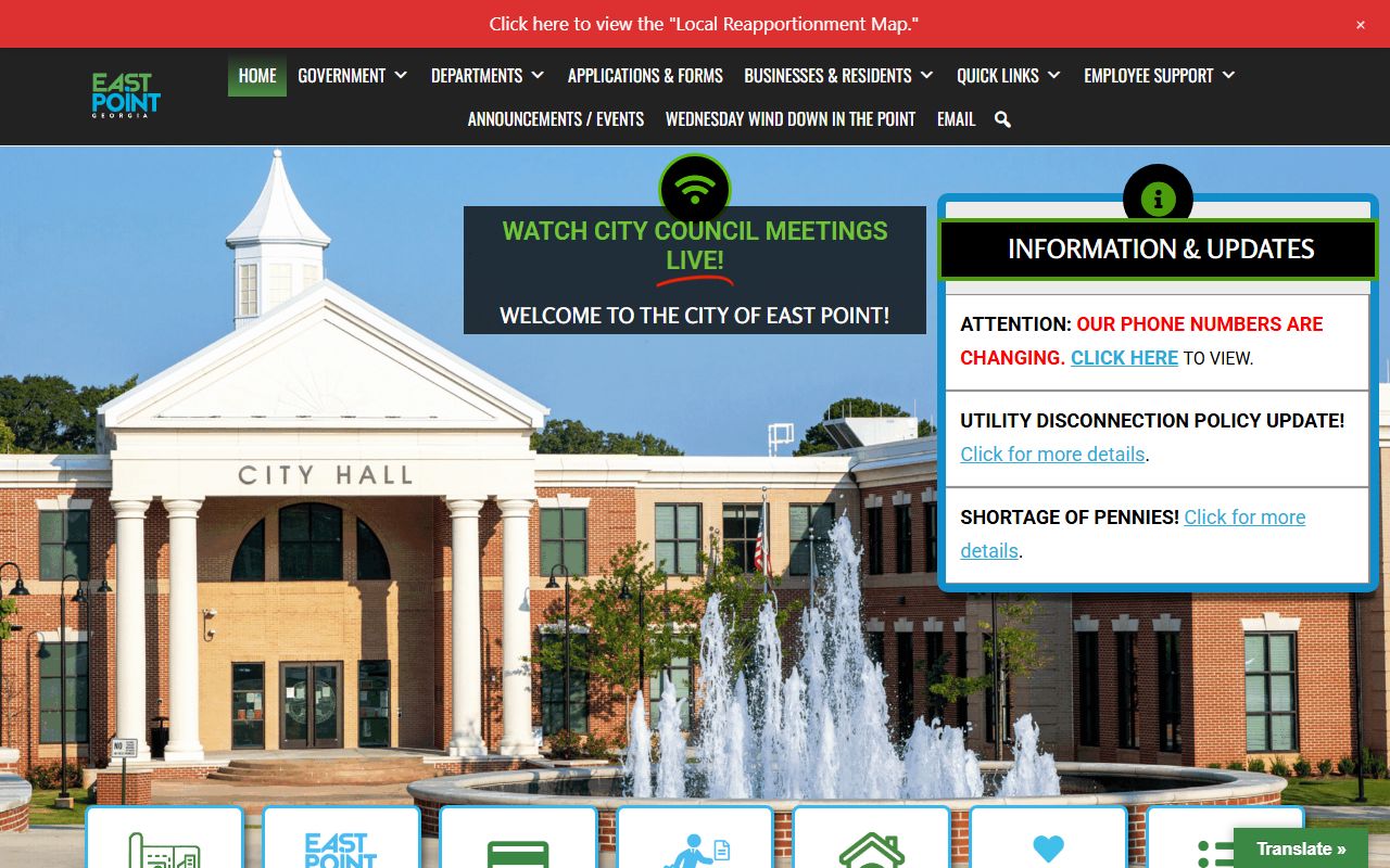 City of East Point official website showing police department and public records information