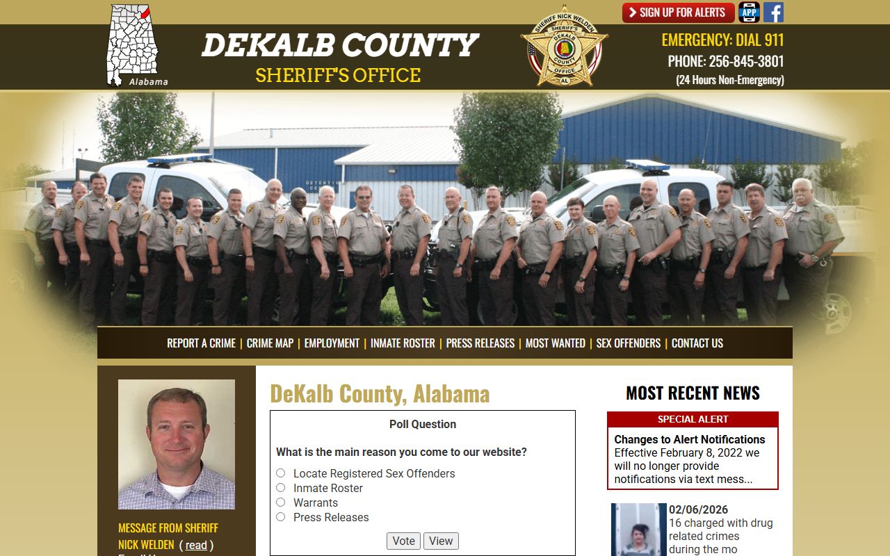 DeKalb County Sheriff website for Redan booking reports