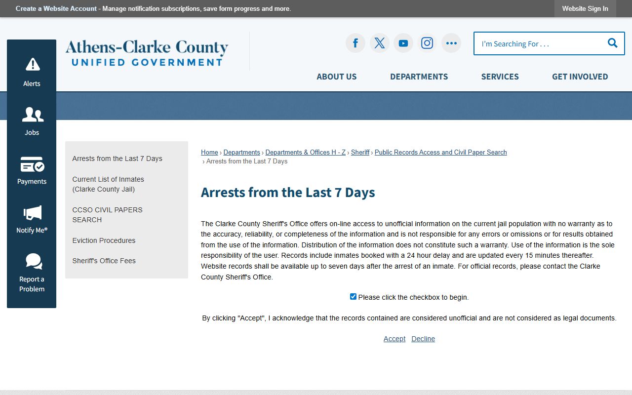 Athens-Clarke County arrest records from the last 7 days booking reports
