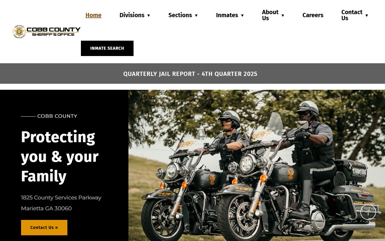 Cobb County Sheriff's Office website for booking reports and inmate search